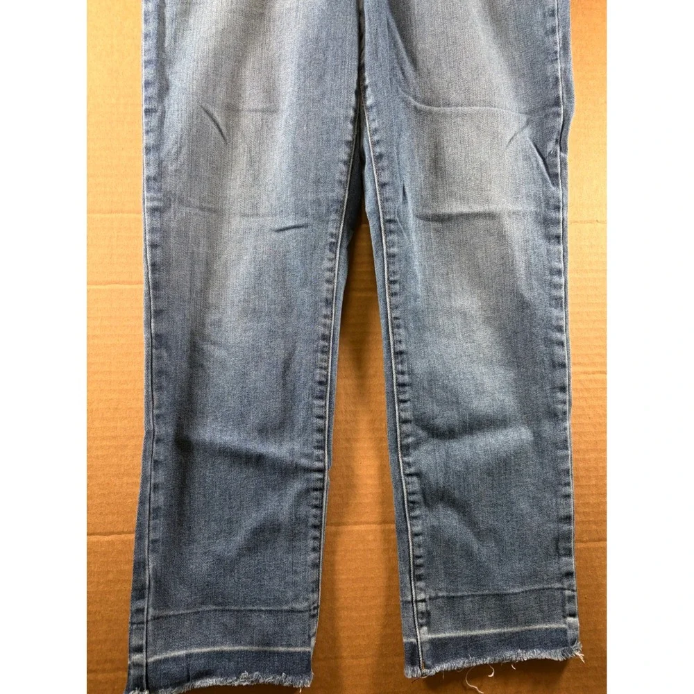 Levi's 724 High Rise Straight Jeans Womens Size 30 Blue Denim Raw Frayed Hem